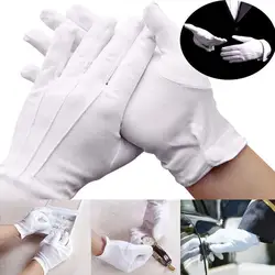 2PCS White Cotton Gloves Men Formal Tuxedo Uniform Gloves Honor Guard Parade Ceremony Costume Cosplay Coin Jewelry Butler Gloves