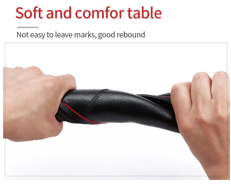 Genuine Leather Steering Wheel Cover Anti-Slip Braiding Cover For Steering Wheel Cowhide 37cm-38cm Steering Wheel Protector