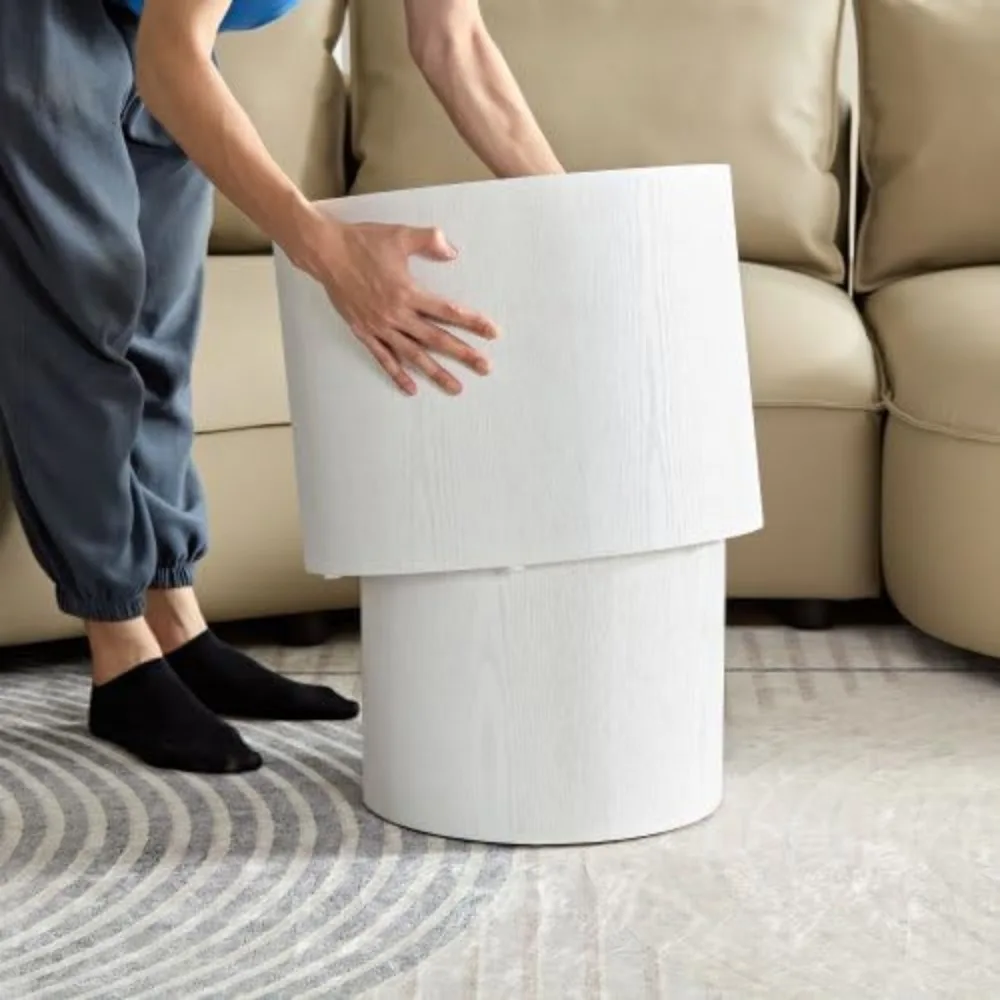 Pair of Round Coffee Tables, Wooden Nesting Tables and Small Circle Side Tables for Living Spaces and Offices