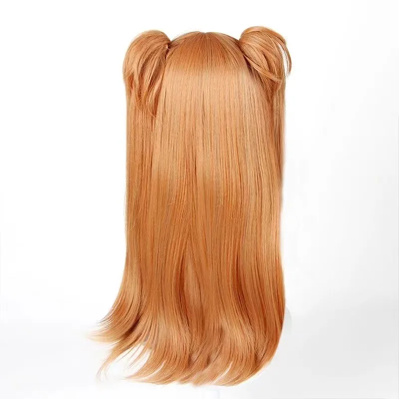 Peruka do cosplayu Anime EVA Asuka, pomarańczowe włosy, włókno wysokotemperaturowe, z czepkiem pod perukę, dla kobiet i dziewcząt.