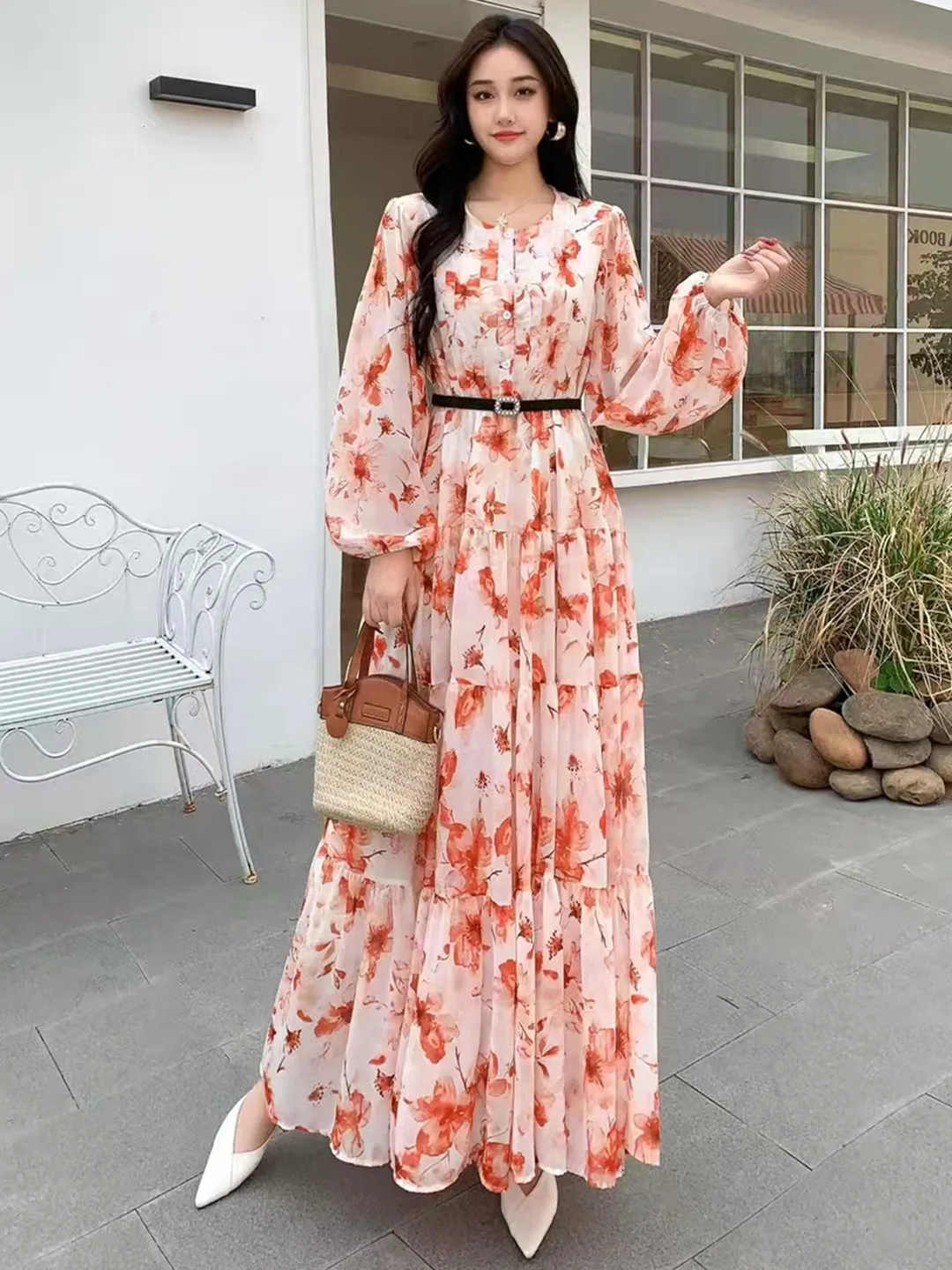 long dress belt Off White Printed Maxi With a Hand Embroidered Belt Label Anushree