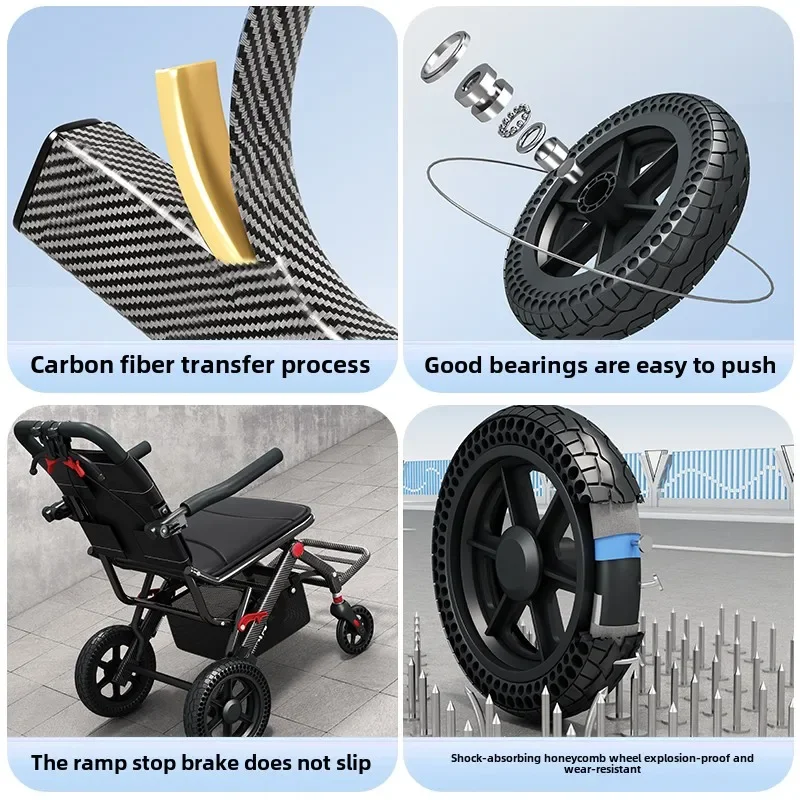 عربة تسوق محمولة تعمل بالدفع اليدوي لكبار السن، كرسي متحرك قابل للطي - مساعد سكوتر مع قدرة جلوس بعجلات صغيرة