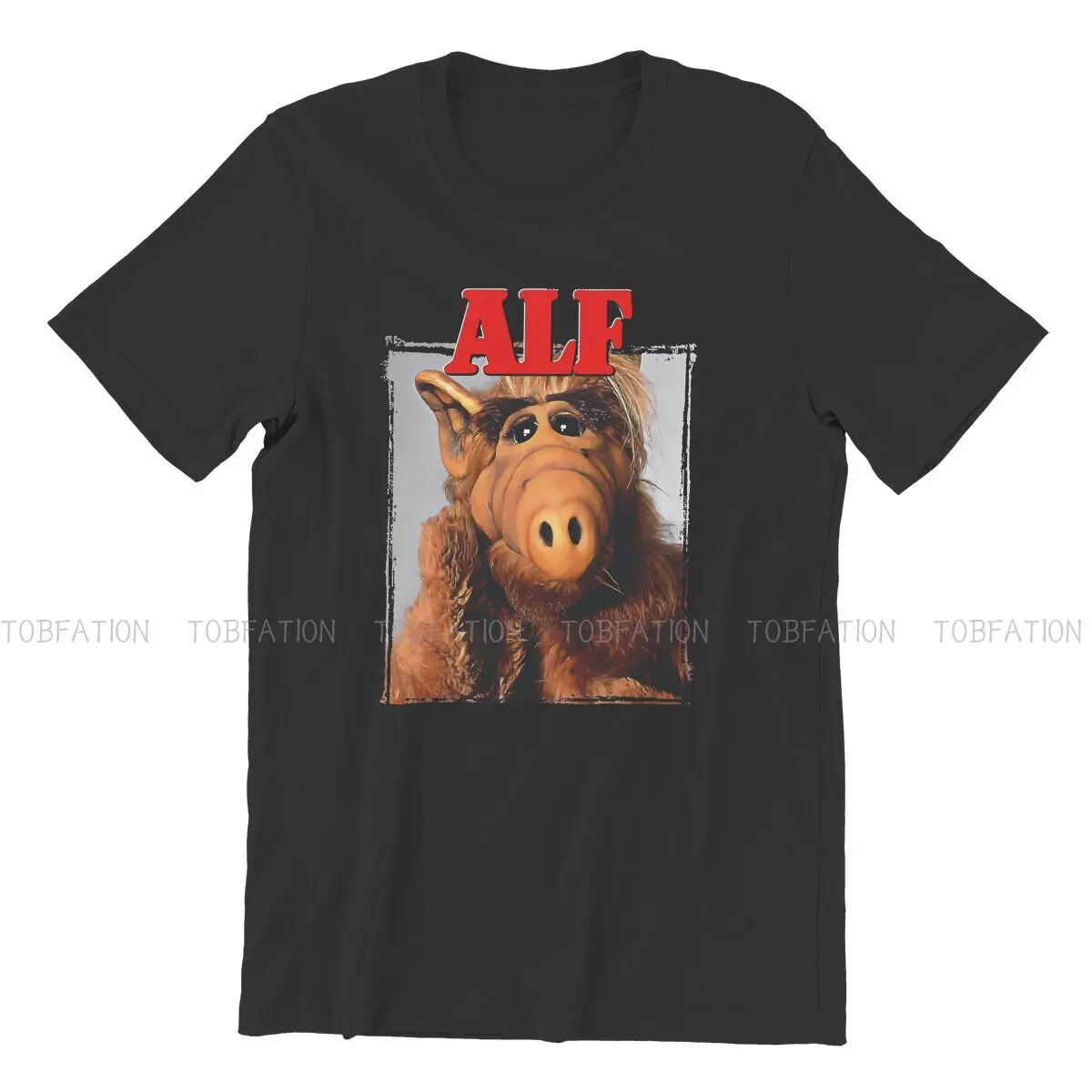 Red  Newest TShirts ALF The Animated Series Male Graphic Fabric Streetwear T Shirt Round Neck Oversized