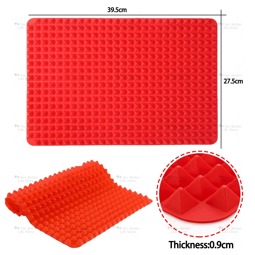 For Better Life 1Pc Pyramid Texture Food Grade Soft Silicone Gel  BBQ Grill Mat for Home Kitchen Oven Steamer Cooker Gadgets