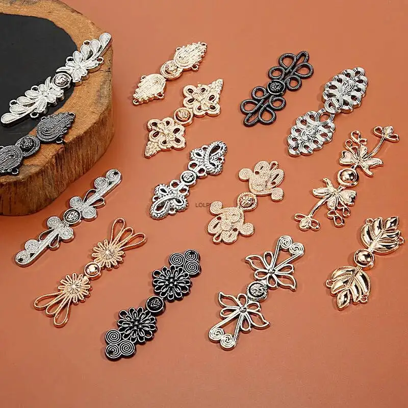 Hanfu Mother Button Metal Plate Button Cheongsam Chinese Dress Decorative Button  Stand Collar Shawl Button