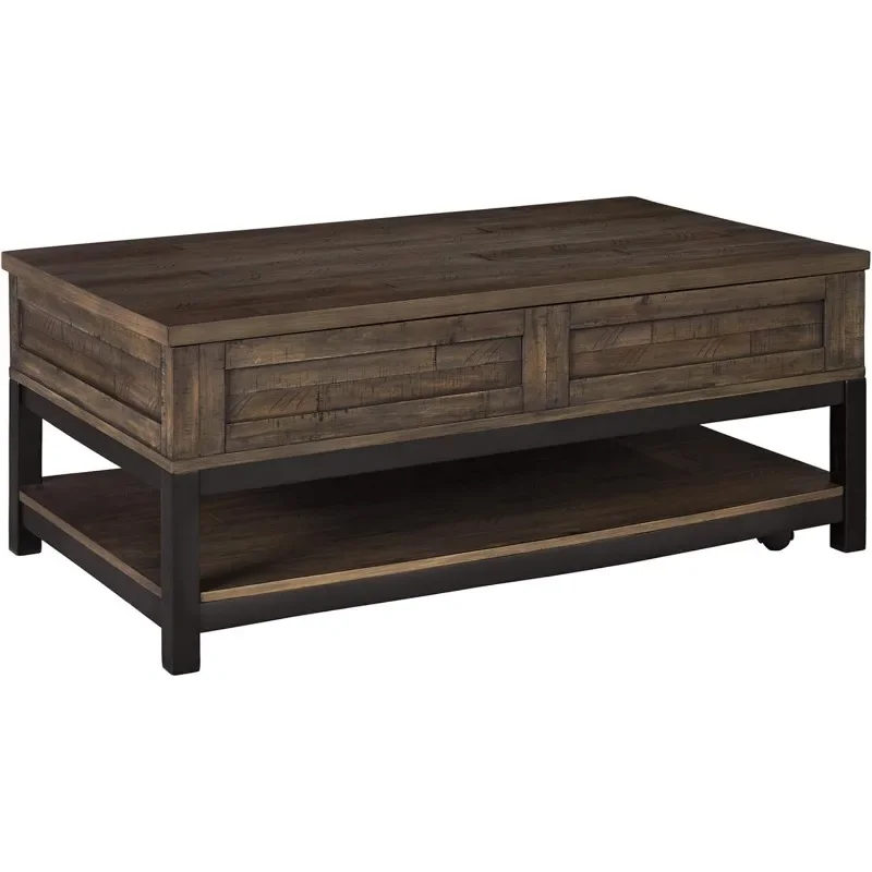 Rustic Rectangular Lift Top Coffee Table and Fixed Lower Shelf