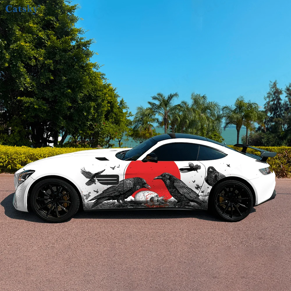 

Виниловые наклейки Black Raven Chewing Corpse для автомобиля, самоклеящаяся наклейка из ПВХ, подходит для грузовиков, внедорожников, декор, автоаксессуары, подарок