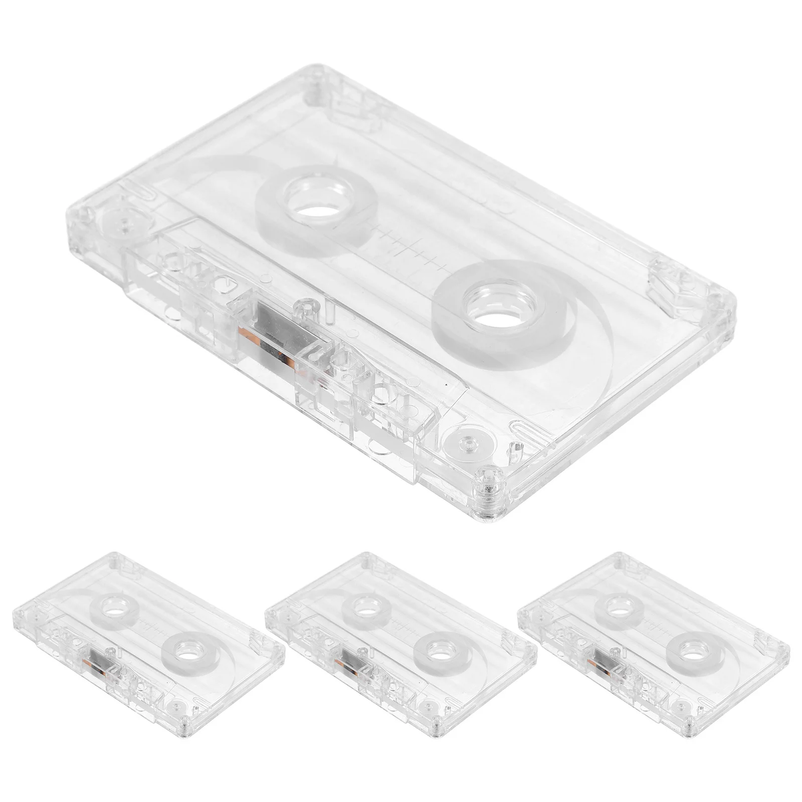 

4Pcs Empty Cassette Tape Storage Box Clear Plastic Retro Cassette Holder Case Organizer Vintage Audio Tape Storage for Music