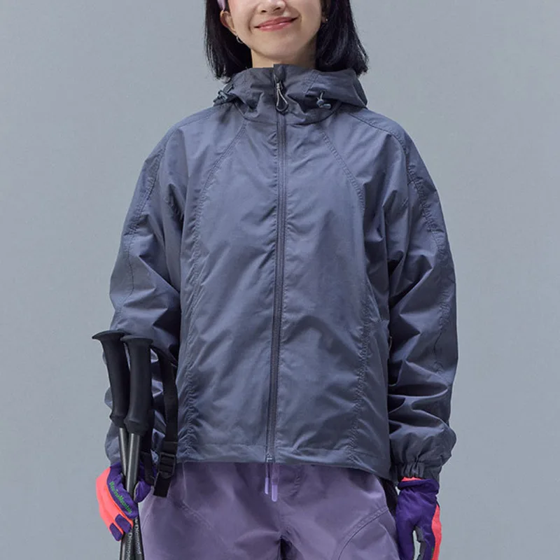 HKSH Frühling Herbst Neue Frauen Jacke Mit Kapuze Zipper Einfarbig Taschen Leichte Outdoor Sportliche Wasserdichte Unisex Mäntel HK13598