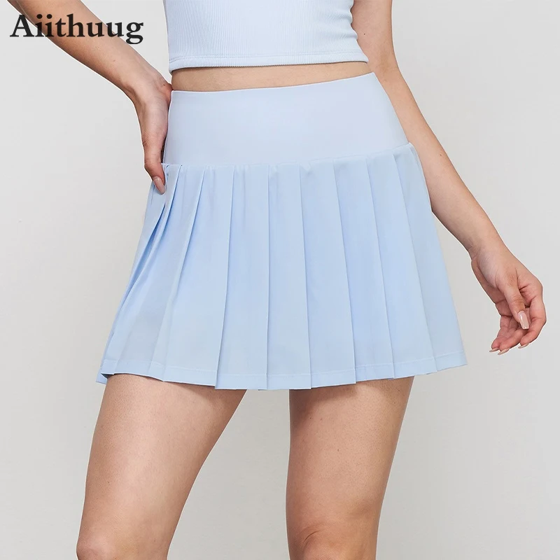 

Aiithuug Organ Pleated Golf Skirt Fake Two Pieces Inside Pockets Tennis Skirt Soft Elastic Golf Shorts Athletic Tennis Skorts