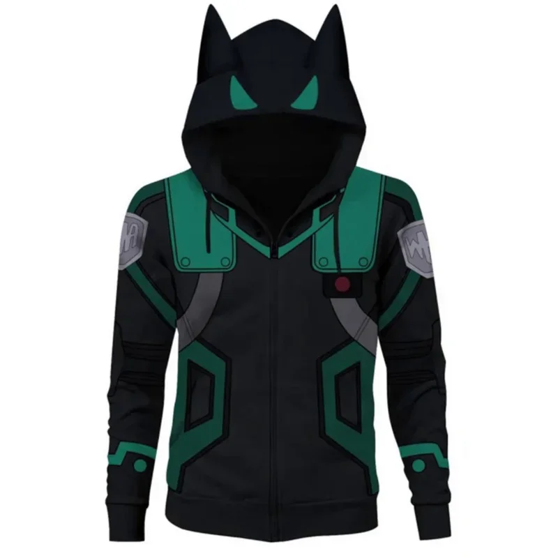 Anime My Hero Academia Midoriya Izuku Deku Cosplay Costume giacca adulto Unisex felpa con cappuccio cappotto felpe