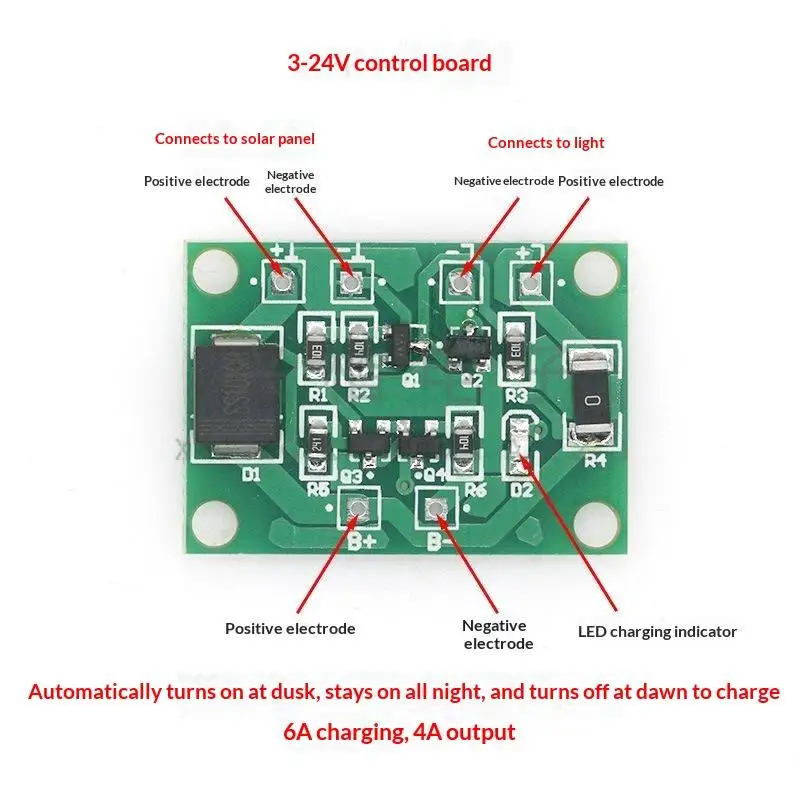Solar Light Circuit Control Board Solar Lawn Light 3 To 24V Fit Lithium Lead Acid Batteries For Garden DIY Lighting Projects