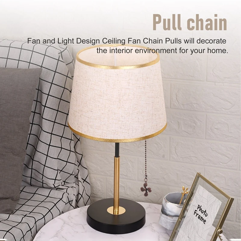 4Pcs Ceiling Fan Pull Chain Set,Bulb And Fan Pattern Pull Chain Extension Fan Pull Chain Pendant 12 Inch