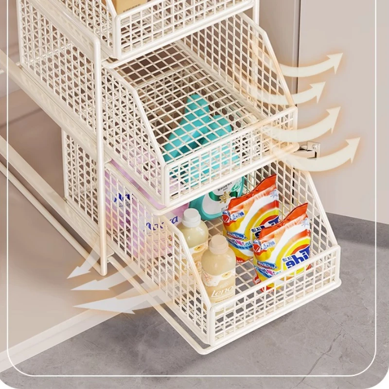 Heavy Duty Pull out under Sink Organizer with Wheels Bathroom Cabinet Storage Basket Waterproof Kitchen Shelf Slide out Drawer