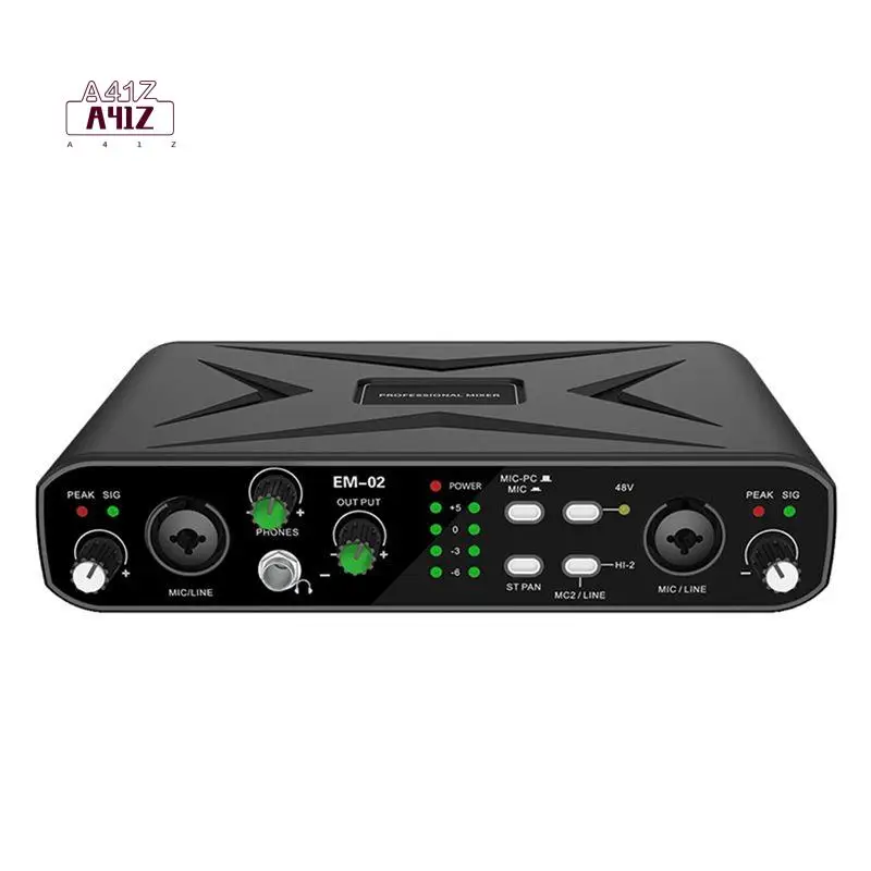 A41Z-External Sound Card Mixer USB Computer Driver-Free Sound Card High Sampling Rate Small Mixer For Live Streaming, Guitar