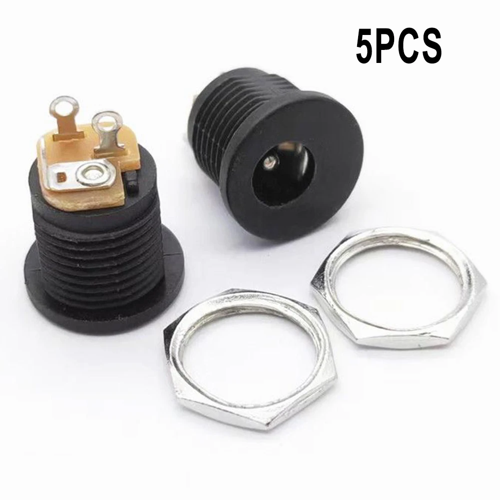 Electrical Equipment Power Connector Socket Mount Panel Terminal Blocks Wire Connectors 5.5*2.1mm 5pcs 9x14x15mm