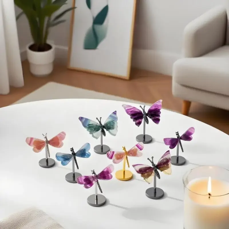 1 Naturalny Kryształ Surowy Kamień Kolorowy Fluoryt Ozdoba Ważka - Idealny Do Dekoracji Domu I Biura