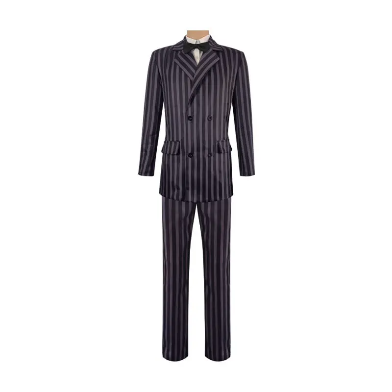Wednesday Gomez Addams Cosplay Costume Halloween Carnival Outfit Men Coat Shirt Pant Tie Suit Party Uniform