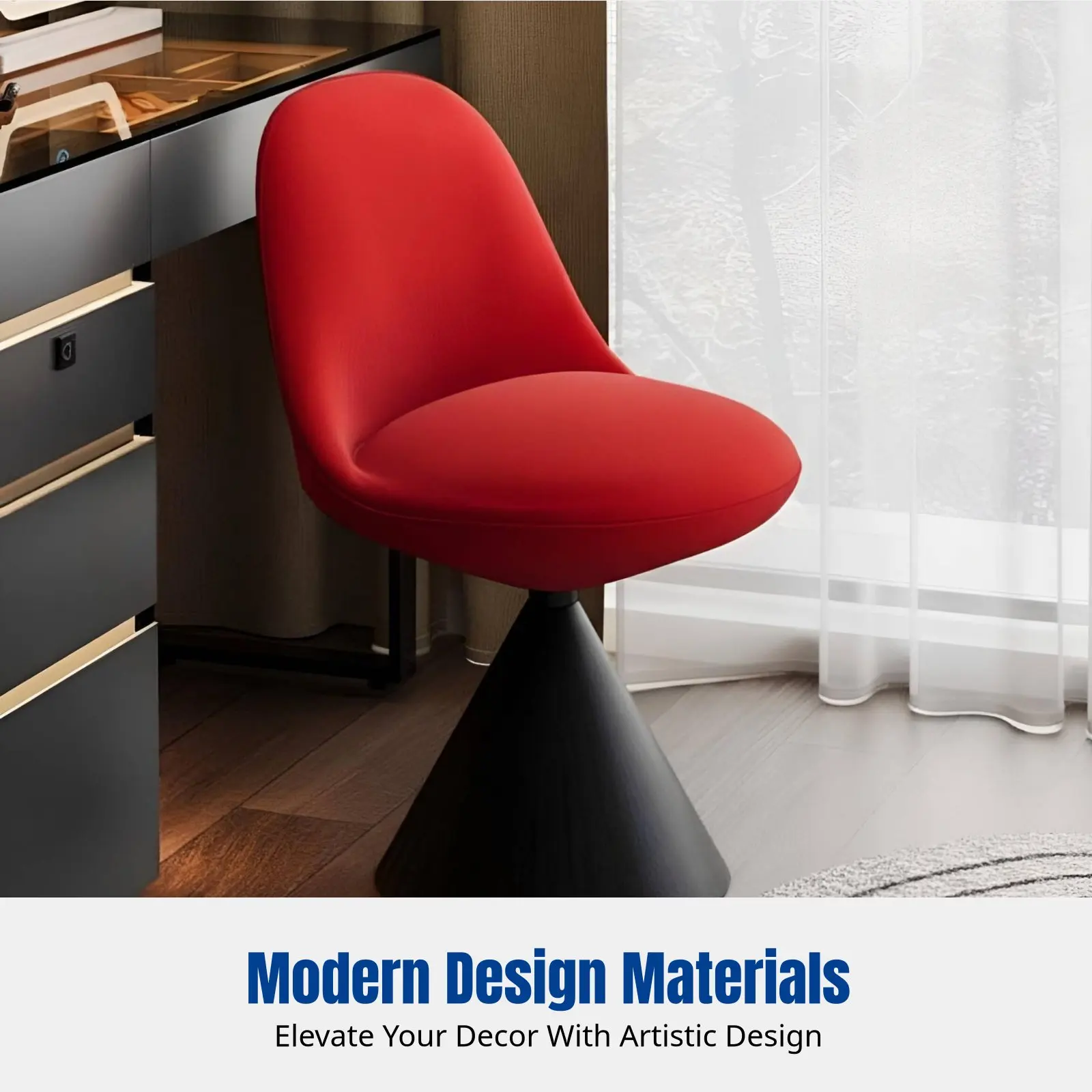 

Скандинавский туалетный стул, стул для макияжа в спальню, 360° ° Поворотное кресло, металлический каркас, удобная обивка, экономия пространства