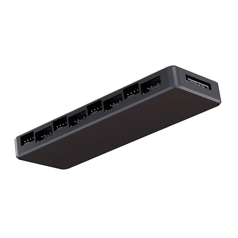 COOLCIRC 1 إلى 8 ARGB & PWM 2-in-1 Hub مقسم شفط مغناطيسي يدعم طاقة SATA 3Pin/4Pin وحدة تحكم بالمروحة لمحبي حافظة الكمبيوتر