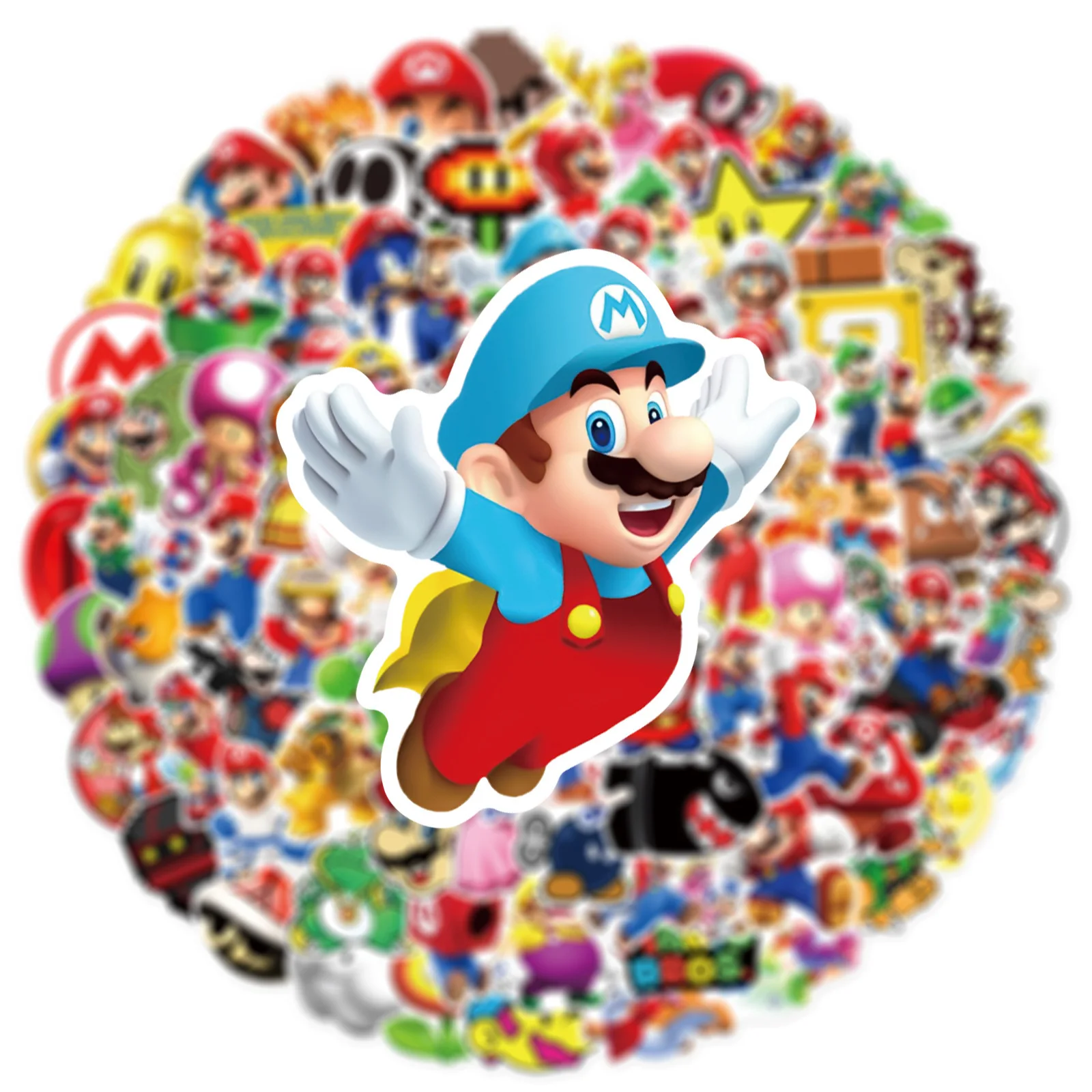 100Pcs Super Mario Bros Stickers Kawaii Luigi Yoshi Skateboard Bicycle Guitar Laptop Waterproof Stiker Anime Stickers Graffiti