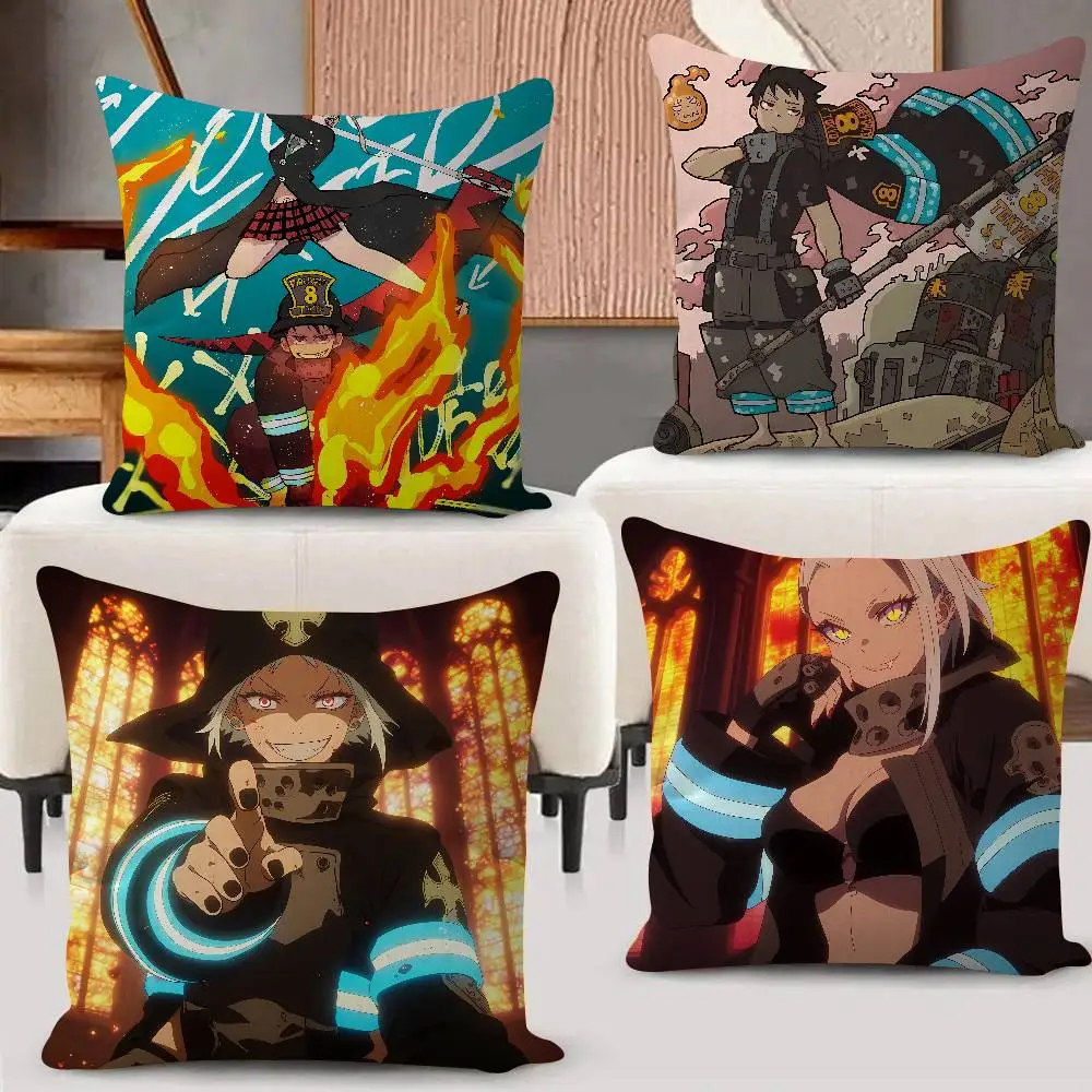 F-Fire Force Manga Pillow Case Plush Fabric Soft Double Sided Print Sofa Cushion Cover Throw Pillow Covers