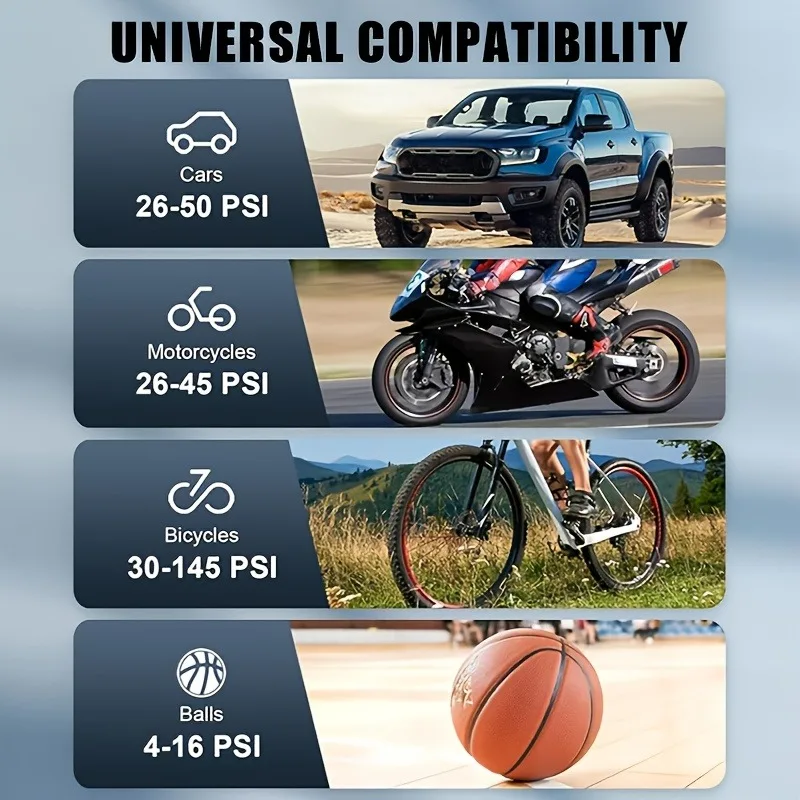 ポータブルエアコンプレッサータイヤインフレーターポンプワイヤレスタイヤインフレーターポンプ正確な圧力エアポンプオートバイ自転車ボール用