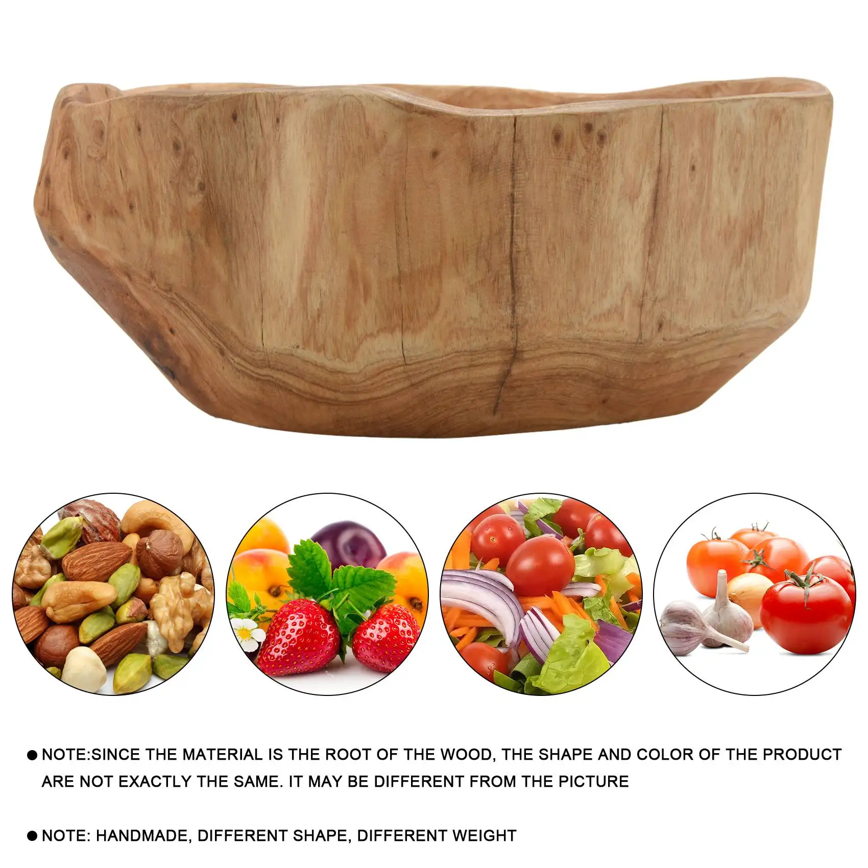 Cuenco de fruta para el hogar, plato de caramelo de madera, plato de fruta de raíz tallada de madera, 20-24 Cm