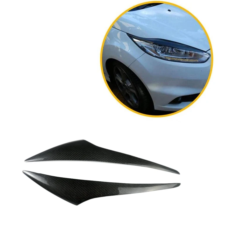 For Ford Focus 2015-2018 Carbon Fiber Headlights Lamp Eyebrow Eyelid Cover Sticker Trim