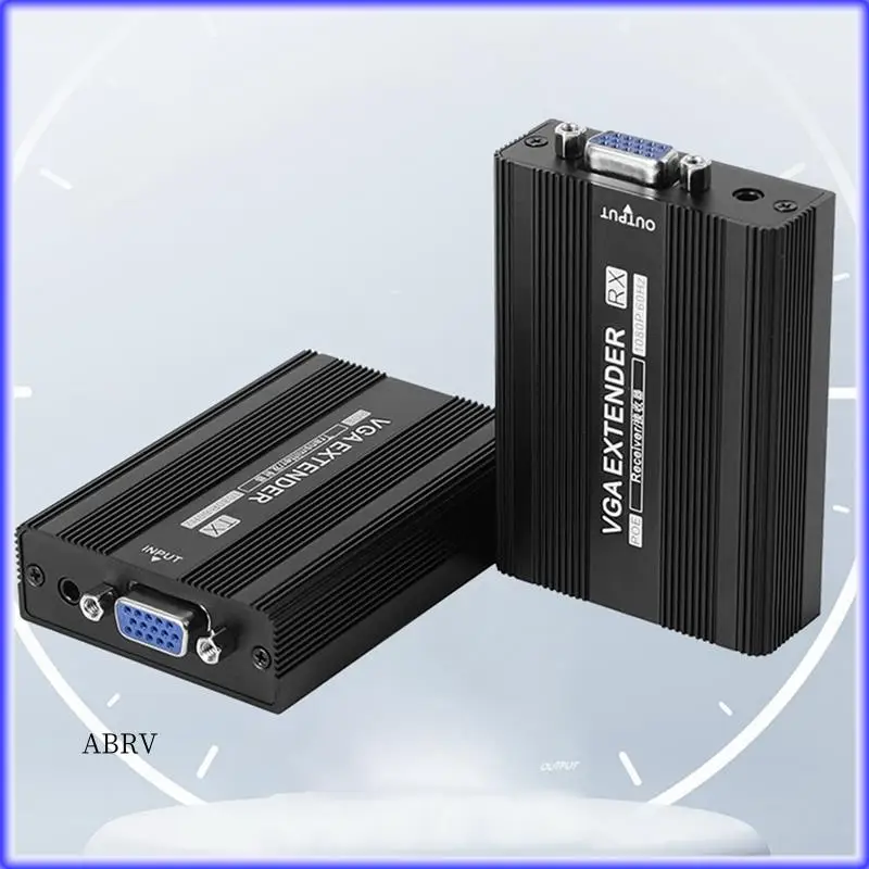 

Highly Recommended-RJ45 VGA Extender Audio Transmitter Receiver Support POE Power Supply UK Plug 1Set