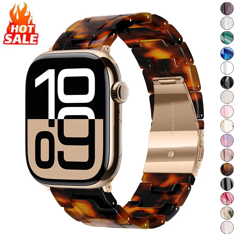 Gravata morrer pulseira de resina para apple watch 10 46mm ultra 49mm 44/45mm pulseira fivela de metal para iwatch 10 9 8 38/40/41mm