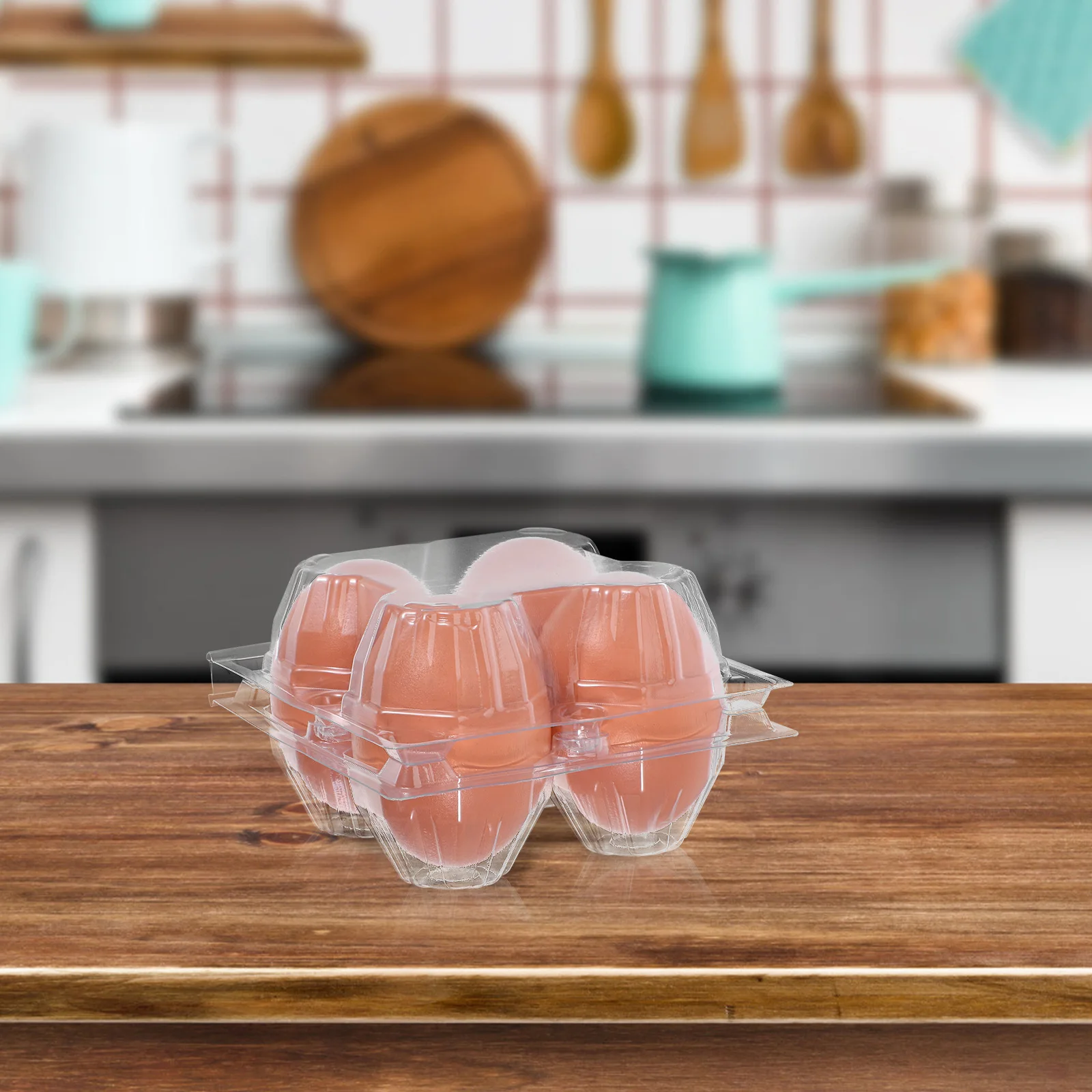 

50pcs Square Plastic Reusable Four Egg Box Eggs Carton Transparent Storage Egg Storage Container Carrier Container