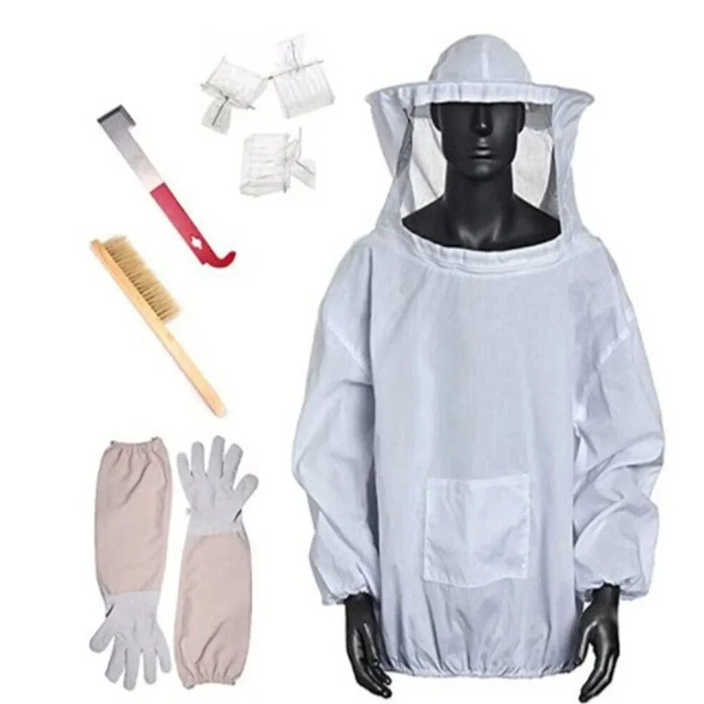 

Beekeeping Suit Bee Honey Keeping Equipment Gloves Hive Brush Hook Set Beekeeping Tool Kit White Garden