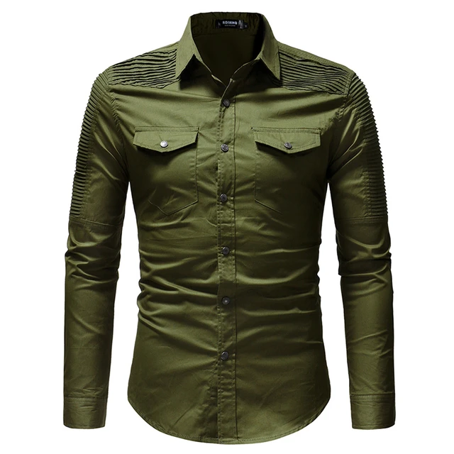 Manner Lange Hulse Denim Hemd Manner Casual Baumwolle Jeans Hemd Schlank camouflage Solide Tasche Shirts Chemise