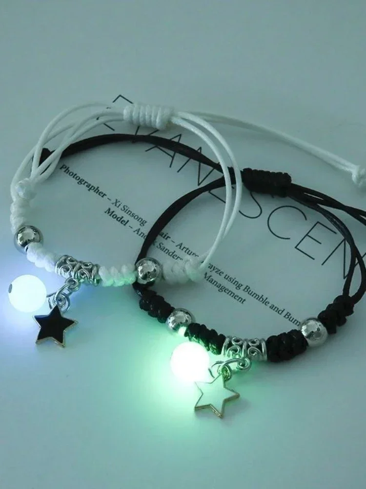 Bracelet lumineux à la mode pour hommes et femmes, cadeau pour Couples, romantique, Noctilucent, étoile, lune, cœur, pendentif, ensemble de bijoux pour ami