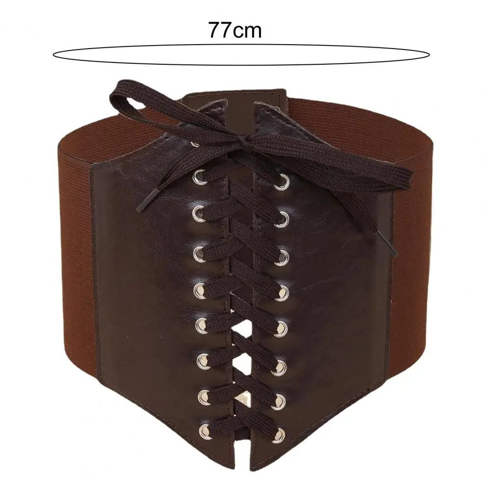 Women Corset Belts Lace-up Wide Elastic Waist Belt Faux Leather Slimming Body Waistband Dress Shirt Corset Female Cummerbunds