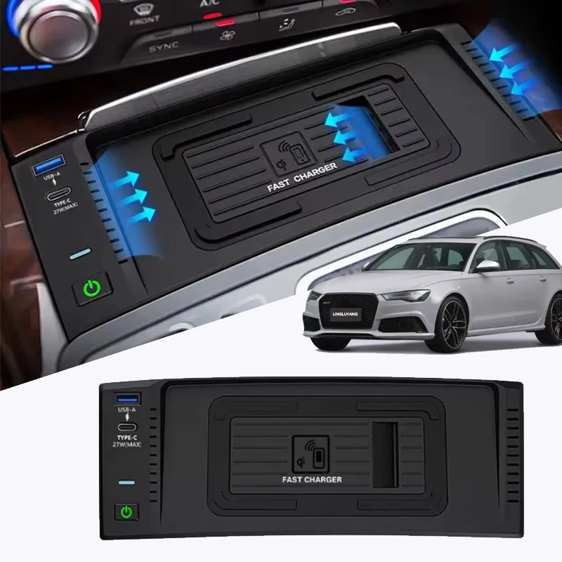 

Car interior decoration Wireless Charger For Audi A6 S6 RS6 A7 S7 RS7 C7 2011-2018 Fast Accessories Plate Mobile Phone Holder