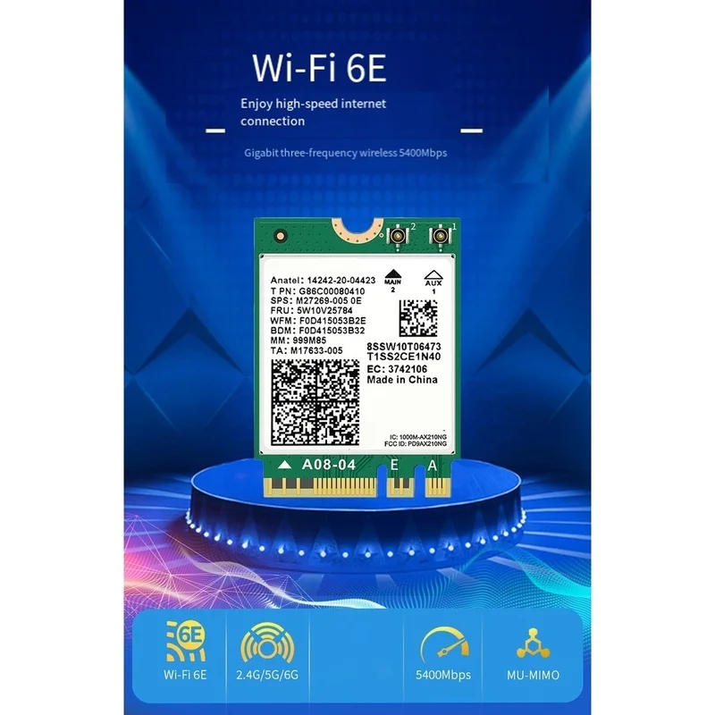 Super Sale AX211NGW WiFi Tri Band 2.4G/5G/6Ghz Wireless Network Wifi Card, M.2 Internal Wireless Card with Bluetooth 5.3