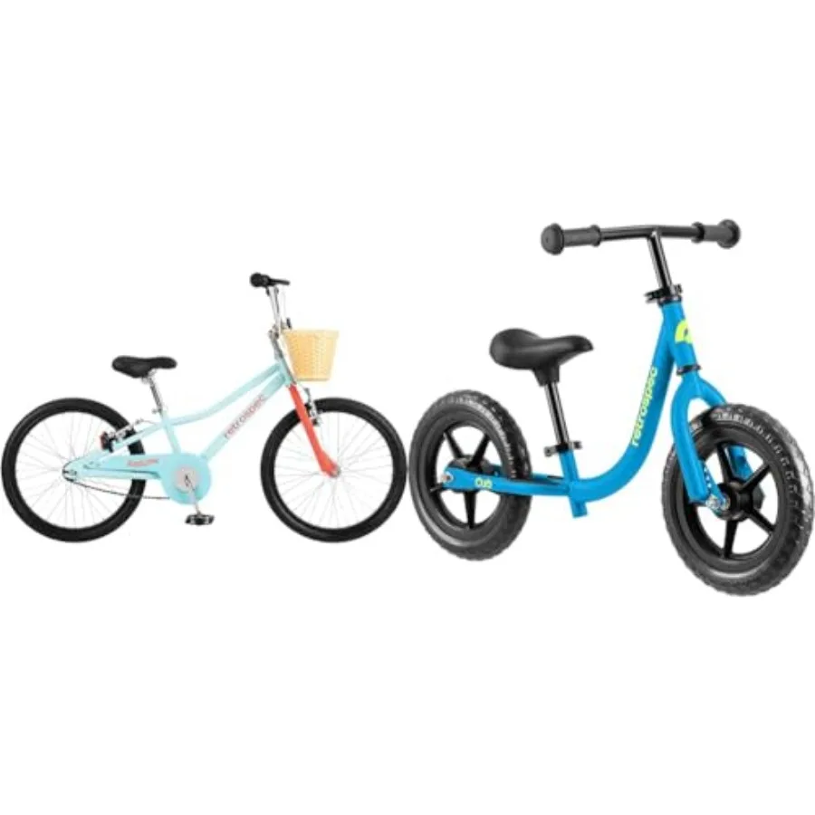 

Bikes Bundle: 20 Bicycle for Boys Girls Ages 6-8 with Adjustable Seat Handlebars Training Wheels Plus 12 Toddler Balance Bike f