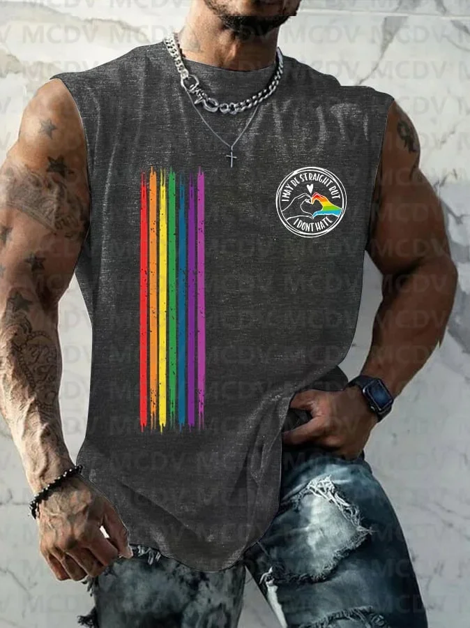 

Men's I May Be Straight But I Don't Hate Pride Month LGBTQ Rights Casual Tank Top