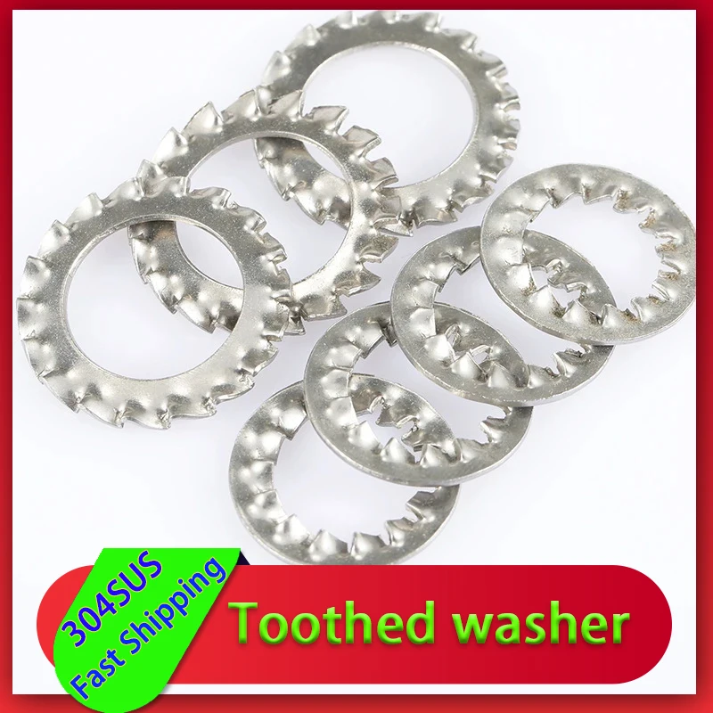 M3-M24 Stainless Steel Lock Washer/External and Internal Sawtooth Pad Multi-tooth Anti-skid Stop Anti-release Gasket GB862