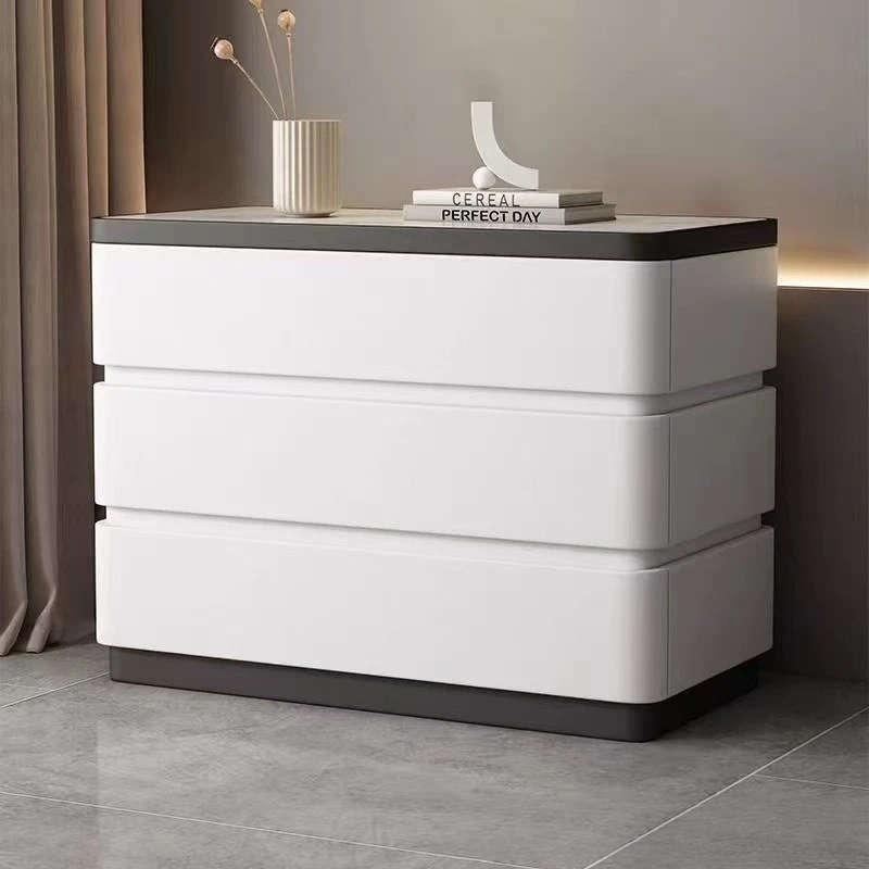 All solid wood wide size three-layer bedside table light luxury, simple modern chest of drawers to store bedroom sideboards