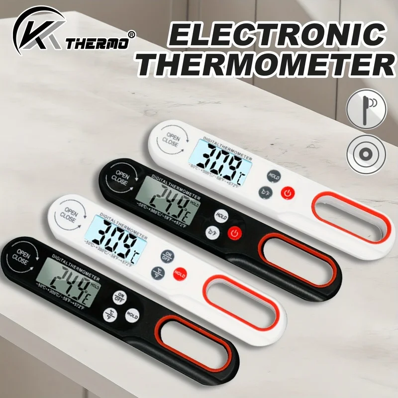 Digital Folding Food Thermometer with Backlit LCD, 304 Stainless Steel Probe, -58°F to 572°F (-50°C to 300°C), Auto Shut-Off