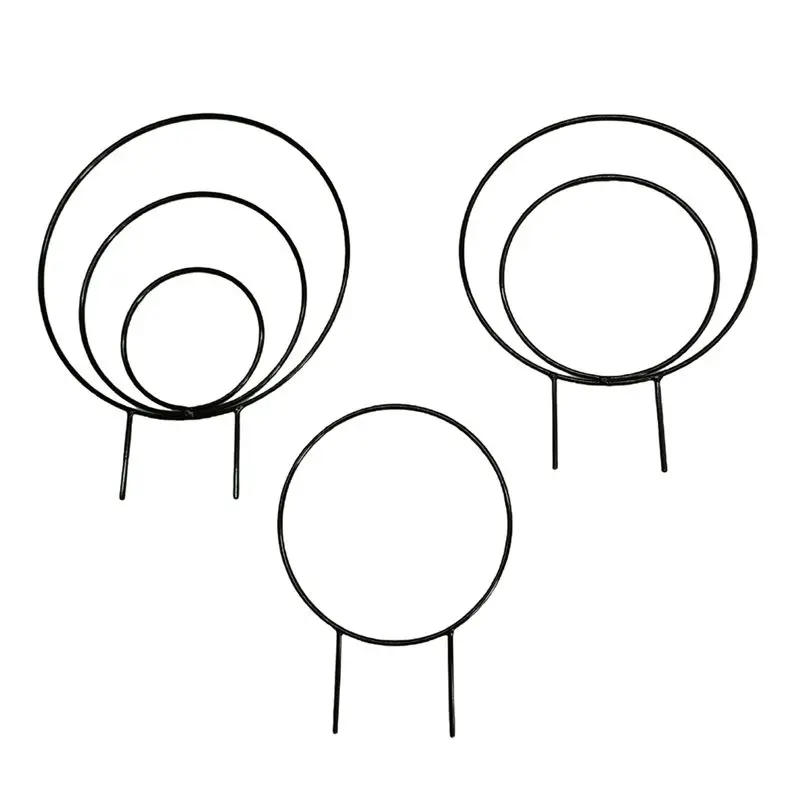 

B62B-Set Of 3 Indoor Round Plant Trellises For Climbing Houseplants Metal Frames For Potted Ivy Outdoor Potted Plant Support Bl