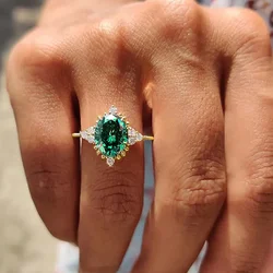 CAOSHI Luxury Bright Green Cubic Zirconia Finger Ring Lady Wedding Ceremony Party Jewelry Gorgeous Accessories for Engagement