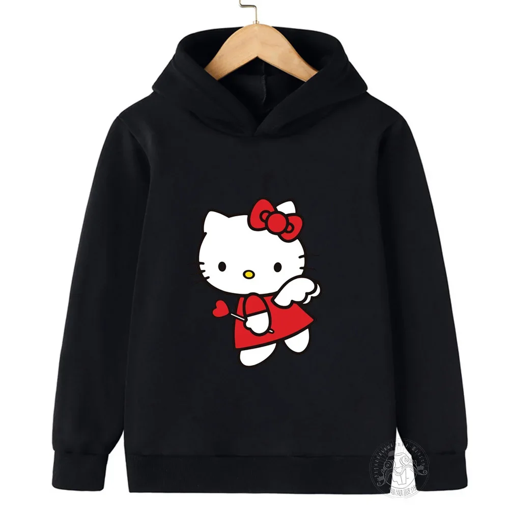 Hello Kitty Cartoon 3-14 Years Old Sunshine Boys and Girls Kawaii Street Casual Sweatshirt Children's Outdoor Sports Warm Hoodie