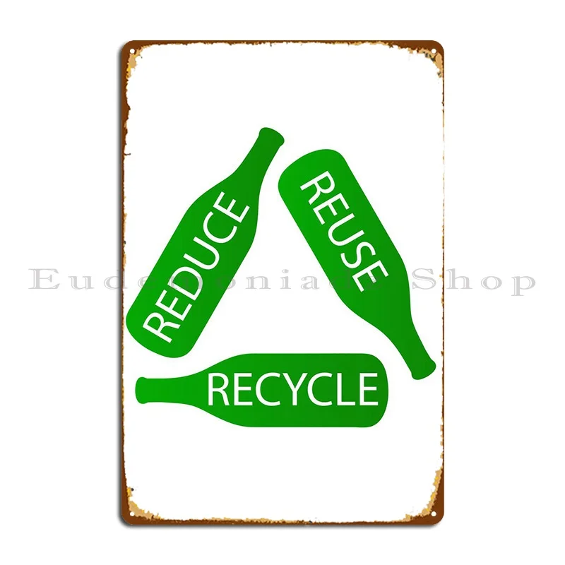 3 Rs Reduce Reuse Recycle Metal Sign Mural Print Wall Decor Pub Designing Tin Sign Poster