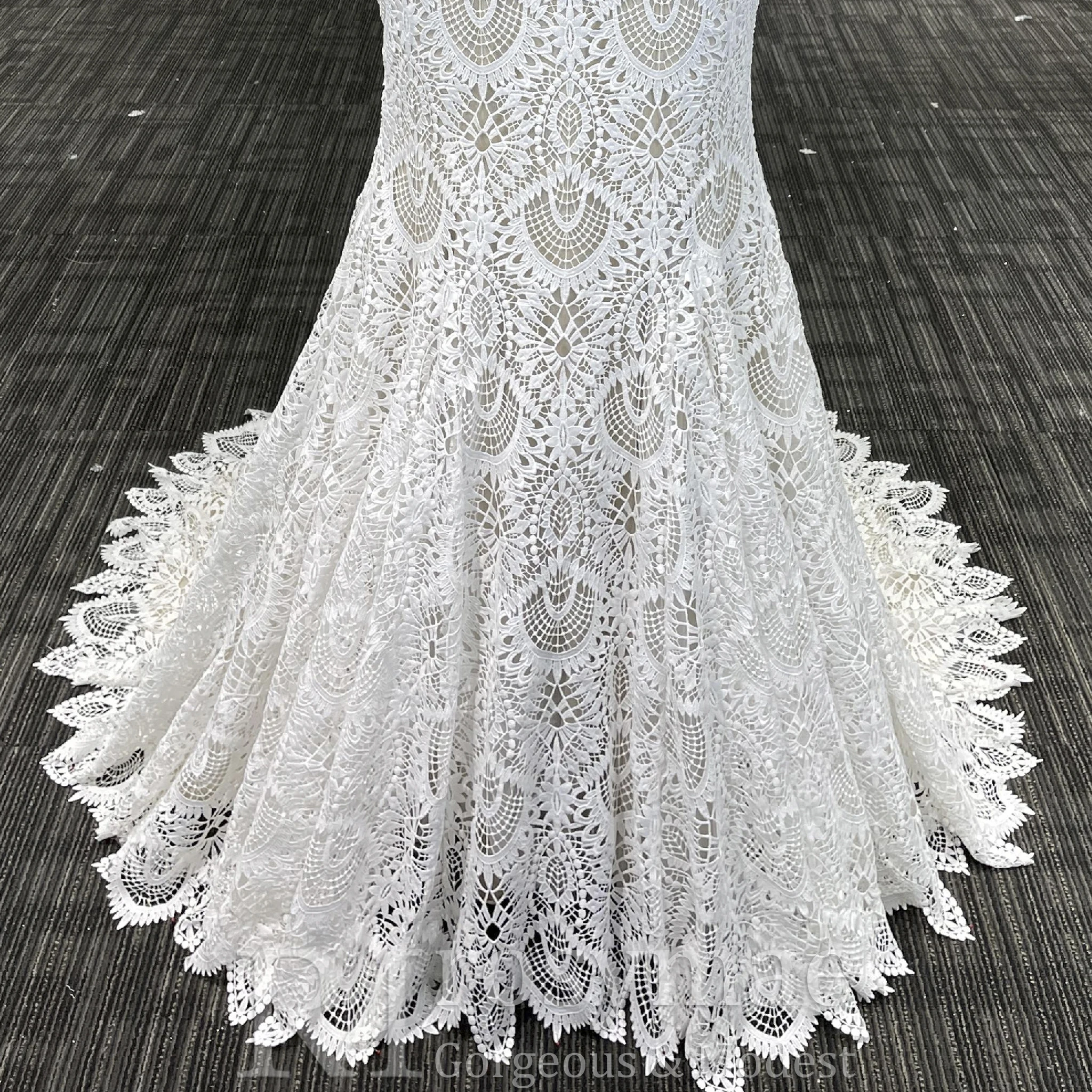 Rosymae Elegant High-Neck Lace Mermaid Wedding Dress Bridal Gown for Brides Свадебные платья