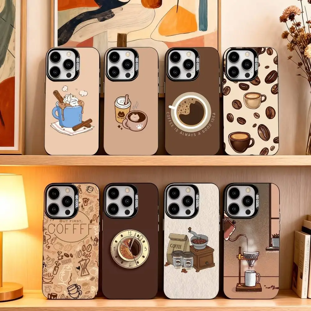 

C-Coffee Coffee Latte Art Phone Case For iPhone17,16,15,14,13,12,11 Plus,Pro Max Black Candy silver phone case