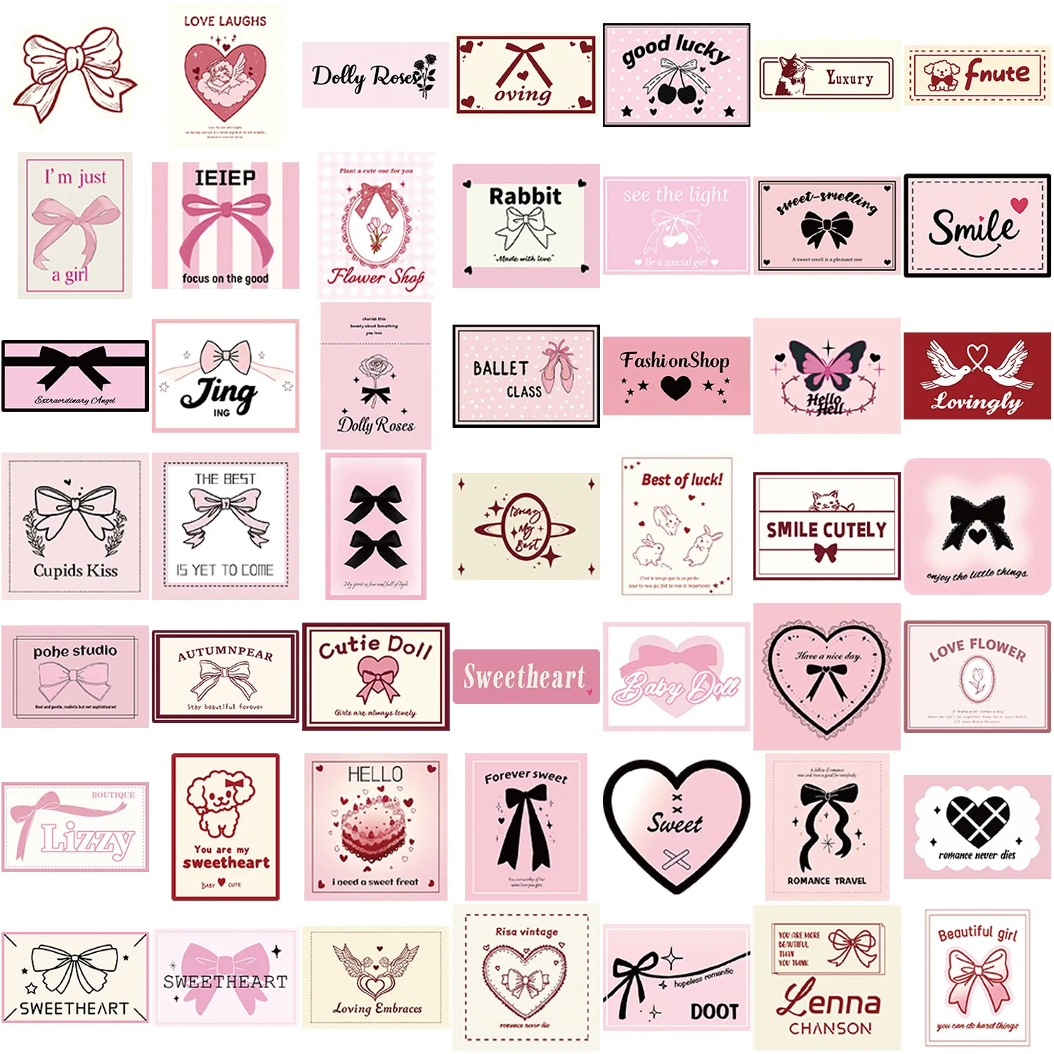 50 قطعة نمط الباليه الوردي الكتابة على الجدران ملصقات مضحك DIY بها بنفسك الديكور الاطفال اللعب هدية الأمتعة المحمول الغيتار سيارة دراجة سكيت الشارات #2